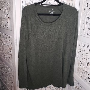 American Eagle Soft and Sexy Green Sweater Raw Hem